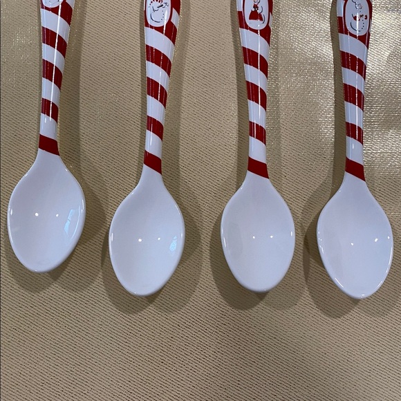Williams Sonoma Snowman Chef
Spoon Set of 4  Red and White Striped Spoons - Picture 2 of 5